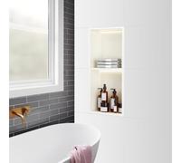 Doccia LED bianca opaca - Contenitore da parete in acciaio inox per bagno, nessuna piastrella richiesta, design impermeabile, moderno nizer, facile installazione