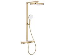 Doccia multifunzionale per bagno calda e fredda, in rame, con barra quadrata, colore: oro spazzolato