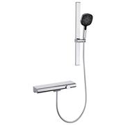 Doccia multifunzione per bagno, calda e fredda, in rame, con barra di sollevamento, barra quadrata, cromata