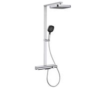 Doccia multifunzione per bagno, calda e fredda, in rame, con barra quadrata, cromata