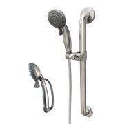 Doccia palmare conforme ADA con barra di scorrimento da 61 cm - ALWEN angolo arrotondato di sicurezza barra di sicurezza per anziani, cinghia antiscivolo in silicone a forma di arco, set doccia