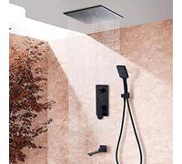 Doccia per doccia digitale con pioggia montata con poppate docce nera per display digitale a 3 vie mixer tocca vasca girevole beccuccio doccia da bagno-12 pollici set completo, set completo da 12