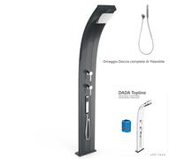 Doccia Per Esterni in Alluminio a Riscaldamento Solare Serbatoio 30 lt Arkema DADA 340 Dimensioni 26x12x h 224 cm - peso 18,5 kg ,Trattamento anticorrosione Verniciatura Antracite aantracite