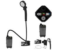 Doccia Portatile da Campeggio | Doccia da Viaggio Ricaricabile con Display LED,Pompa Esterna Impermeabile con 3 modalità di Getto per Giardino Spiaggia Lavaggio Animali e Autolavaggio