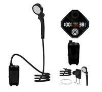 Doccia Portatile, Doccia da Viaggio Ricaricabile con Display LED, Pompa Esterna Impermeabile con 3 modalità di Getto per Giardino Spiaggia Lavaggio Animali e Autolavaggio