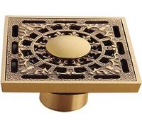 Doccia Quadrata Scarico for in Ottone con Griglia Quadrato Estraibile a Pavimento Antico Collezione Hair,F