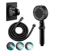Doccia Soffione,Soffione Doccia Alta Pressione,Doccetta Per Doccia, con 5 Modalità,Interruttore di Pausa ON/OFF, Tubo Flessibile da 2m e Supporto Doccia,per Scarico Bagno e Animali (Nero)