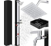 Doccia Solare 60 L, Doccia Solare da Giardino, con Soffione, Rubinetto, Scatola di Sapone e Custodia Protettiva, Acqua Calda fino a 60 °C, Attacco per Tubo da Giardino, Doccia per Piscina e Campeggio