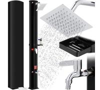Doccia Solare 60 L, Doccia Solare da Giardino, con Soffione, Rubinetto, Scatola di Sapone e Custodia Protettiva, Acqua Calda fino a 60 °C, Attacco per Tubo da Giardino, Doccia per Piscina e Campeggio