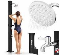 BAKAJI Doccia Solare per Giardino Piscina Esterno Campeggio Serbatoio 20Lt con Soffione Regolabile Miscelatore Acqua Calda Attacco Tubo da Giardino (40 Litri)
