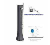Doccia solare HG180 In Alluminio con Doccetta Mobile e rubinetto porta gomme Dimensioni 26x19x h 120 cm 19 LT- peso 9 kg colore Antracite