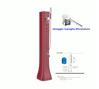Doccia solare HG180 In Alluminio con Doccetta Mobile e rubinetto porta gomme Dimensioni 26x19x h 120 cm 19 LT- peso 9 kg colore Rosso rosso