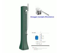 Doccia solare HG180 In Alluminio con Doccetta Mobile e rubinetto porta gomme Dimensioni 26x19x h 120 cm 19 LT- peso 9 kg colore verde verde
