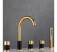 Doccia termostatica, miscelatore doccia a 5 fori tap tap set vano bordo vano calda e freddo rotazione a 360 ° in ottone manico 3 tiri fuori doccia miscelatore set per bagno per bagno per vasca da