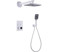 Doccia termostatica Set di fuacet, sistema di doccia a pulsante, display a temperatura, soffione a pioggia con doccia portatile, set di doccia con miscelatore a pioggia montato a parete, bianco