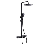 Doccia termostatica, sistema doccia doccia, supporto a parete triplo set di rubinetti doccia con piattaforma di stoccaggio in vetro, miscelatori per la doccia da bagno in ottone con beccuccio di