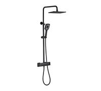 Doccia termostatico, Set di rubinetti Doccia da 12 Pollici Set Combinato per la Pioggia Montato a Parete con beccuccio, soffione a Pioggia, soffione Portatile, Corpo della valvola in Ottone (Grigio