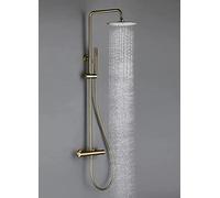 Doccia, termostato oro spazzolato Valvola per doccia set da bagno Deiverter del braccio a parete con spray portatile rotondo da 8-12 pollici, set di doccia di lusso, decorazione da 8 pollici (8