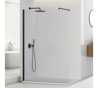 Doccia Walk-In 100 cm nero opaco con vetro trasparente H 200 cm Tay