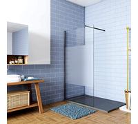 Doccia Walk In 120x200cm Parete Fissa in Vetro Temperato Anti-frantumi Anticalcare da 8 mm Striscia Opaca Centrale Barra Stabilizzatrice 70-120 cm Nero Opaco