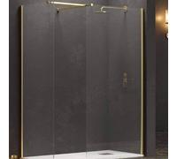 Doccia Walk in Due Pareti H200cm Fumè Anticalcare Profili Color Oro