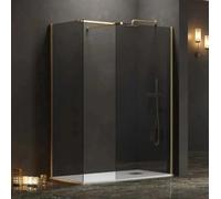 Doccia Walk in Due Pareti H200cm Anticalcare Profili Color Oro