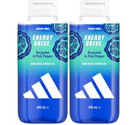 Docciaschiuma adidas Vibes Energy Drive, 400ml, Confezione da 2, Note di Bergamotto e Pepe Rosa, Profumo Genderful