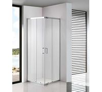 DocciaSì® - Box Doccia Angolare Rettangolare 70x90 cm con Vetro Temperato Trasparente da 5mm, Altezza 185cm, 2 Ante Scorrevoli e 2 Fisse, Profili in Alluminio Cromo Lucido, Design Moderno e Funzionale