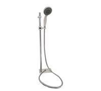 DocciaSì® - Saliscendi Doccia in Acciaio Inox con Soffione Anticalcare e Doccino Regolabile, Asta a Muro con Flessibile e Supporto Scorrevole, Set Doccia Completo Senza Miscelatore