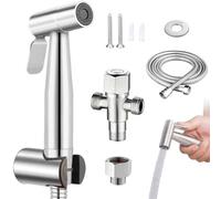 Doccino per bidet con convertitore 1/2" a 3/8" e flessibile 1,5m, Doccetta per bidet, Idroscopino per wc - Bidet portatile in acciaio inox, doccetta per lavandino, miscelatore doccia