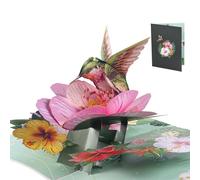 DOCEPERT Biglietti di compleanno pop-up per donne, colibrì e fiori, biglietto pop-up per anniversario, divertente biglietto regalo 3D per mamma, nonne, mogli e ragazze