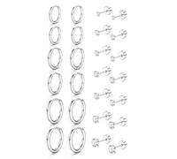 Dochais 13/10 Paia Orecchini Acciaio Chirurgico Set Piercing Orecchio | Argento Orecchini Anallergici Donna Uomo, Orecchio Punto Luce Cerchio, CZ/Pallina, Cartilagine Tragus Conch Helix Piercing