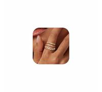 Dochais 3 Pezzi di Anelli Oro Donne Anello Placcato in Oro 14k Impermeabile Insieme Appilabile Anello Statement con Zirconia Diamante Anelli d'Appoggio Gioielli Moda Regali Taglia 52-62