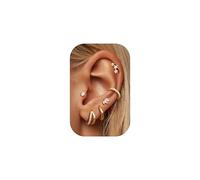 Dochais 6 Paia di Orecchini in Oro per Donna, 14K Piastrato in Oro,Set di Ipoallergenici Orecchini a Clip e Huggie Hoop in Acciaio Chirurgicale 316L per Multiplici Piercings