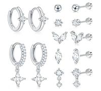 DOCHAIS 7 Paia Orecchini Donna Orecchini Acciaio Chirurgico Orecchio a Cerchio Argento Ipoallergenica Multi Piercings Orecchio