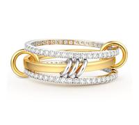 Dochais Anelli Argento Oro 18k Placcato Donna impilabili e Uomo Anti-ossidazione, Anello 5A Zirconia Cubica Placcati in Oro Set di Chunky Anelli Impilabili Mis 14-24 (argento, 14)