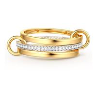 Dochais Anelli Argento Oro 18k Placcato Donna impilabili e Uomo Anti-ossidazione, Anello 5A Zirconia Cubica Placcati in Oro Set di Chunky Anelli Impilabili Mis 14-24 (oro, 14)
