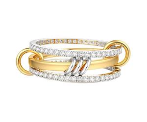 Dochais Anelli Argento Oro 18k Placcato Donna impilabili e Uomo Anti-ossidazione, Anello 5A Zirconia Cubica Placcati in Oro Set di Chunky Anelli Impilabili Mis 14-24 (argento, 22)