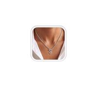 Dochais Collana Donna Argento Non Ossidabile Collane Donna Particolari Collana Cuore Regolabile Catena a Box T bar Zirconia Cubica Elegante Pendente Minimalista Accessori Gioielli Regalo