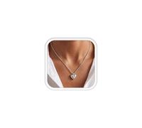 Dochais Collana Donna Argento Non Ossidabile Collane Donna Particolari Collana Cuore Regolabile Catena a Box T bar Zirconia Cubica Elegante Pendente Minimalista Accessori Gioielli Regalo