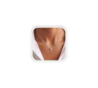 Dochais Collana Donna Argento Non Ossidabile Collane Donna Particolari Collana Cuore Regolabile Catena a Box T bar Zirconia Cubica Elegante Pendente Minimalista Accessori Gioielli Regalo