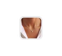 Dochais Collana Donna Oro Non Ossidabile Collane Donna Particolari Collana Cuore Regolabile Catena a Box T bar Zirconia Cubica Elegante Pendente Minimalista Accessori Gioielli Regalo