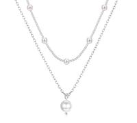 Dochais Collana Perle per Donne, Collana Placcata Oro 14K con Strati di Catene di Perle d'Acqua Dolce, Catena alla Moda e Semplice a Spina di Pesce, Collana di Perle Regalo per Ragazze