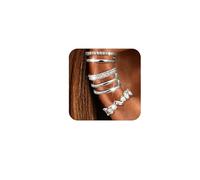 Dochais Ear Cuff Orecchini Non piercing, Ear Cuff Donna Chunky Earcuff Orecchini Senza Buco alla a clip per Cartilagine Earcuffs a clip per Ragazze Ipoallergenici Regalo di Gioielli Argento/Oro