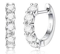 DOCHAIS Orecchini a Cerchio Moissanite Donna Uomo, Orecchini Argento 925 Ipoallergenici, Moissanite Colore D VVS1 Halo Brillante, Placcato Oro Bianco 14K, Gioielli Regalo