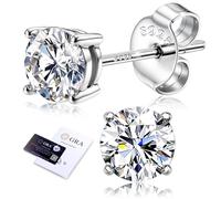 Dochais Orecchini Moissanite Donna Uomo Argento Sterling 925 Orecchini Brillante Taglio Rotondo D Colore VVS1 Orecchino Oro Bianco 18K Placcato Diamante Ipoallergenici Gioielli Regali 4.5MM