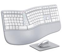Doci Tastiera ergonomica e mouse wireless Combo, tastiera ricaricabile e mouse, tastiera Ergo Split, mouse verticale wireless, per Windows/Mac, grigio bianco