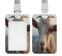 Docile Goat, porta badge trasparente con cordino staccabile, custodia verticale in plastica rigida per proteggere carte d'identità e carte di credito per ufficio e fabbrica