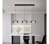 DOCJX Plafoniera LED Moderna A Sfera con Paralume in Vetro Nero Regolabile - Lampada A Sospensione Lampada Sospesa per Cucina con Isola, Sala da Pranzo, Camera da Letto, Ingresso(3 Lights(B))
