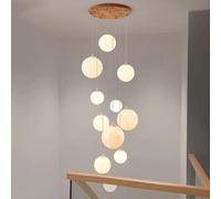 DOCJX Sospensione Moderno La Spia Lampada A Sospensione Della Scala Lunare E27 Per Soffitti Ad Alta Modifica Lampadari A Soffitto In Legno Light Plapshade Per Scale, Sala Da Pranzo Soggiorno Foyers(11